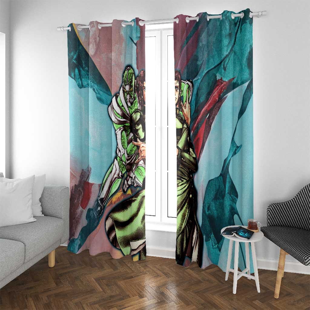 Trippy Kakyoin Hierophant Green Jojo’s Bizarre Adventure Window Curtain Trippy Mix Anime Style - The Mazicc