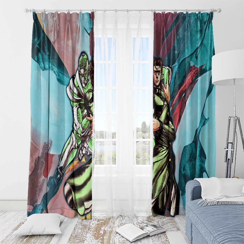 Trippy Kakyoin Hierophant Green Jojo’s Bizarre Adventure Window Curtain Trippy Mix Anime Style - The Mazicc