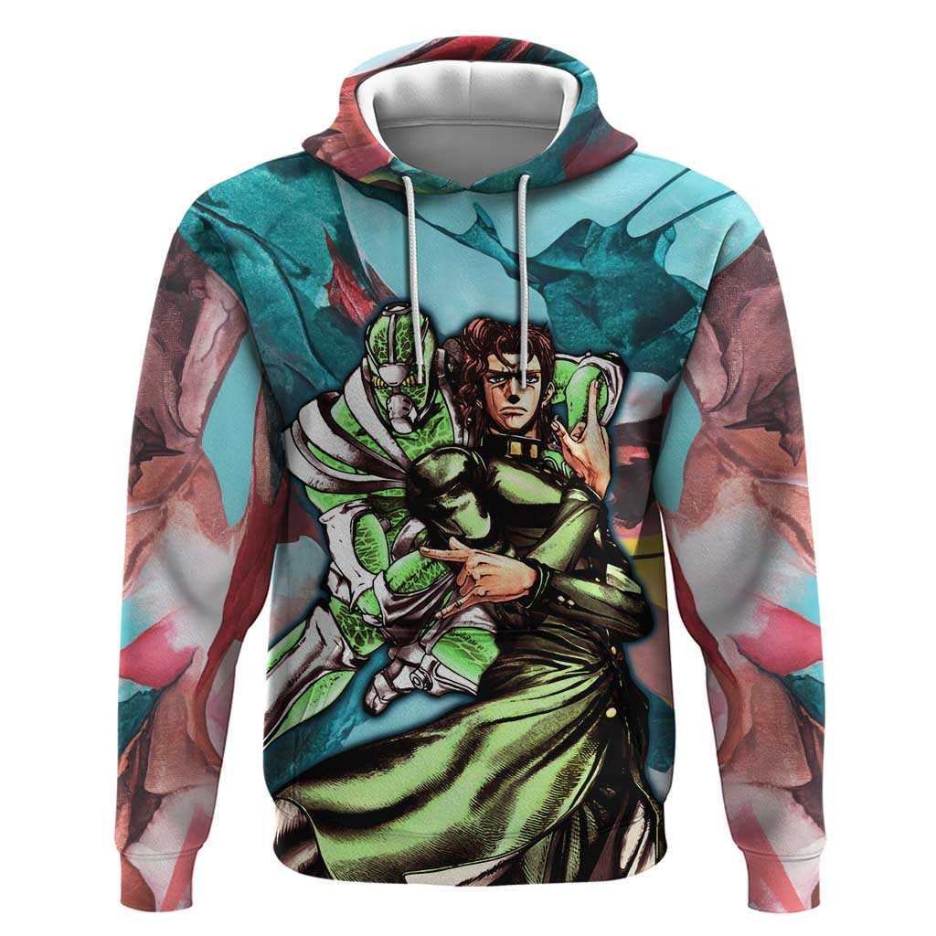 Trippy Kakyoin Hierophant Green Jojo’s Bizarre Adventure Zip Hoodie Trippy Mix Anime Style - The Mazicc