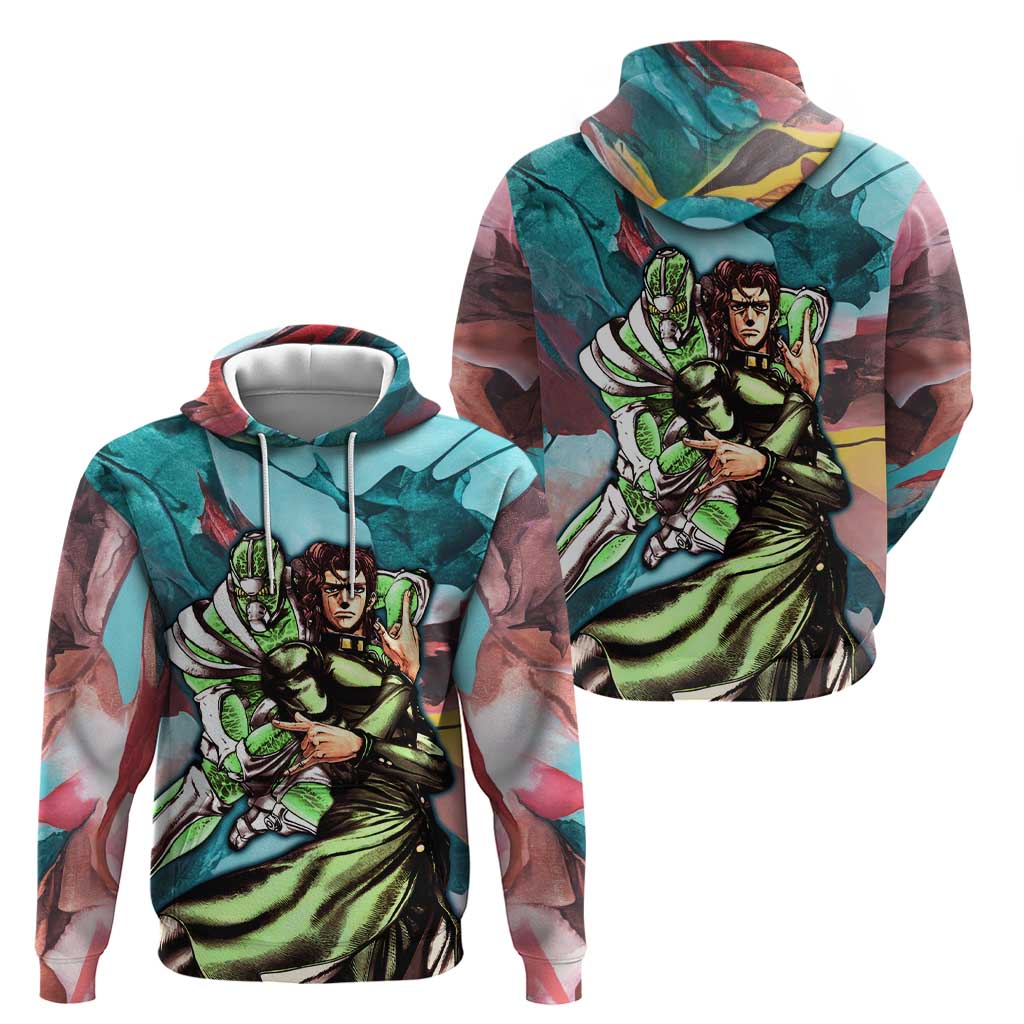 Trippy Kakyoin Hierophant Green Jojo’s Bizarre Adventure Zip Hoodie Trippy Mix Anime Style - The Mazicc