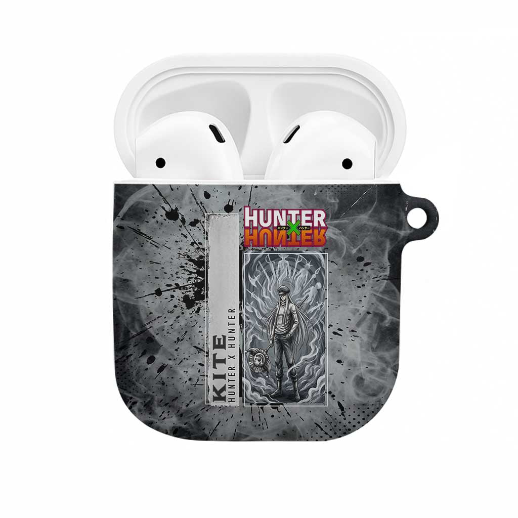 Chrollo Theme Gray Ink Splash Design AirPods Case with Cross Weapon and Monochrome Aura Artwork - The Mazicc