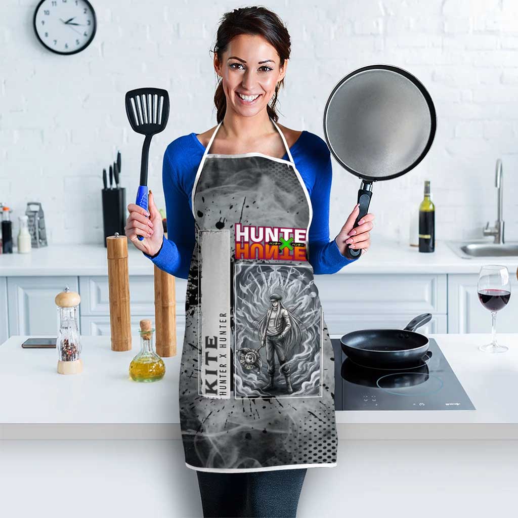 Chrollo Theme Gray Ink Splash Design Apron with Cross Weapon and Monochrome Aura Artwork - The Mazicc