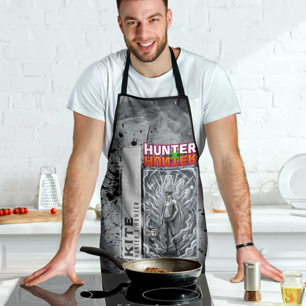 Chrollo Theme Gray Ink Splash Design Apron with Cross Weapon and Monochrome Aura Artwork - The Mazicc