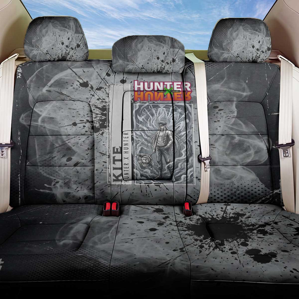 Chrollo Theme Gray Ink Splash Design Back Car Seat Cover with Cross Weapon and Monochrome Aura Artwork - The Mazicc
