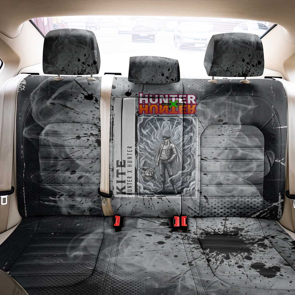 Chrollo Theme Gray Ink Splash Design Back Car Seat Cover with Cross Weapon and Monochrome Aura Artwork - The Mazicc