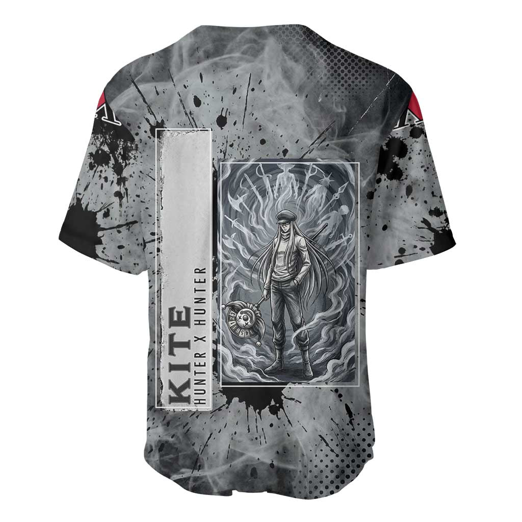 Chrollo Theme Gray Ink Splash Design Baseball Jersey with Cross Weapon and Monochrome Aura Artwork - The Mazicc
