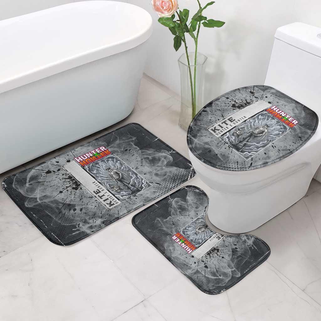 Chrollo Theme Gray Ink Splash Design Bathroom Set with Cross Weapon and Monochrome Aura Artwork - The Mazicc