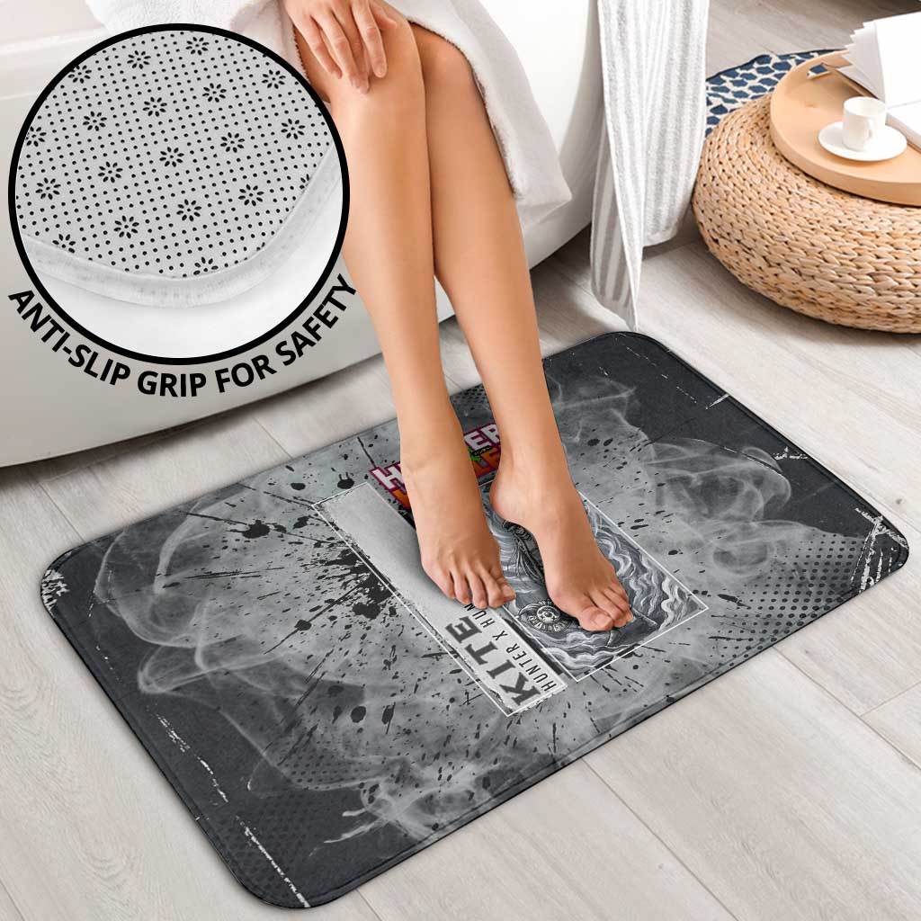 Chrollo Theme Gray Ink Splash Design Bathroom Set with Cross Weapon and Monochrome Aura Artwork - The Mazicc