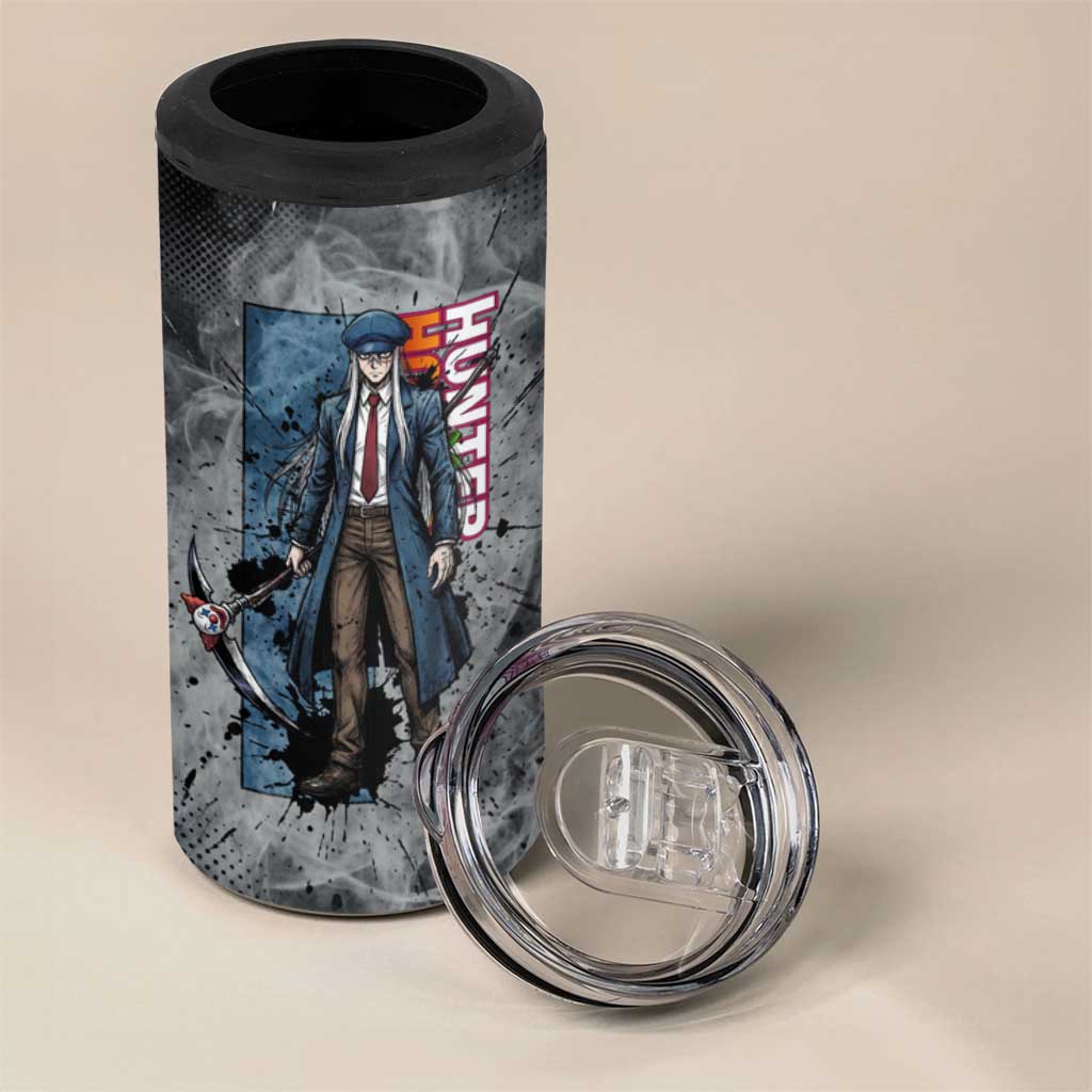 Chrollo Theme Gray Ink Splash Design 4 in 1 Can Cooler Tumbler with Cross Weapon and Monochrome Aura Artwork - The Mazicc