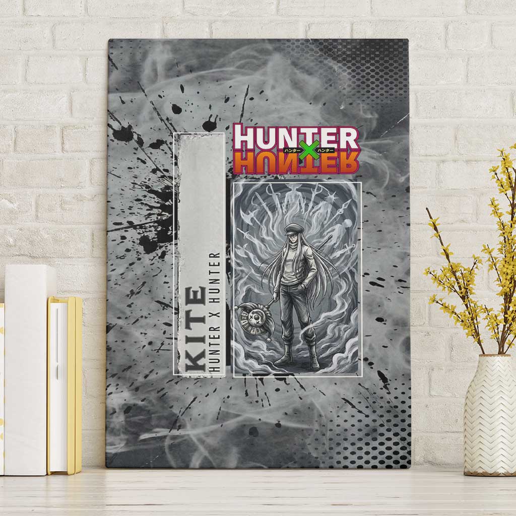 Chrollo Theme Gray Ink Splash Design Canvas Wall Art with Cross Weapon and Monochrome Aura Artwork - The Mazicc