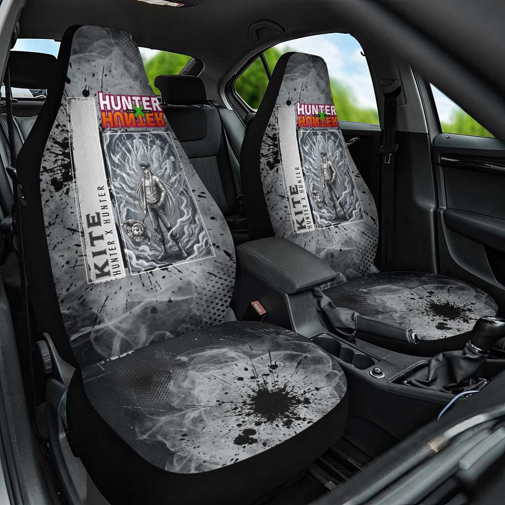 Chrollo Theme Gray Ink Splash Design Car Seat Cover with Cross Weapon and Monochrome Aura Artwork - The Mazicc