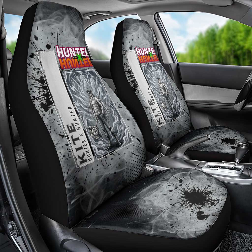 Chrollo Theme Gray Ink Splash Design Car Seat Cover with Cross Weapon and Monochrome Aura Artwork - The Mazicc