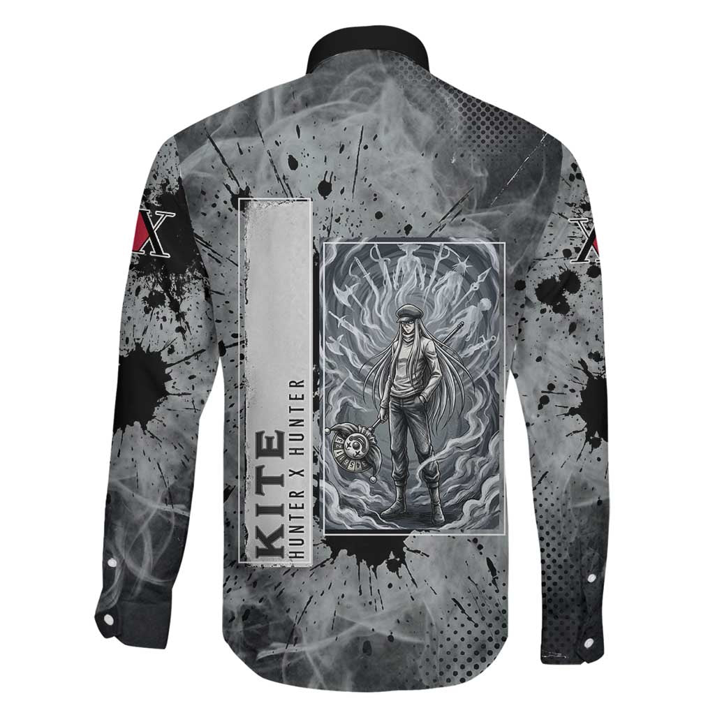 Chrollo Theme Gray Ink Splash Design Family Matching Puletasi and Hawaiian Shirt with Cross Weapon and Monochrome Aura Artwork