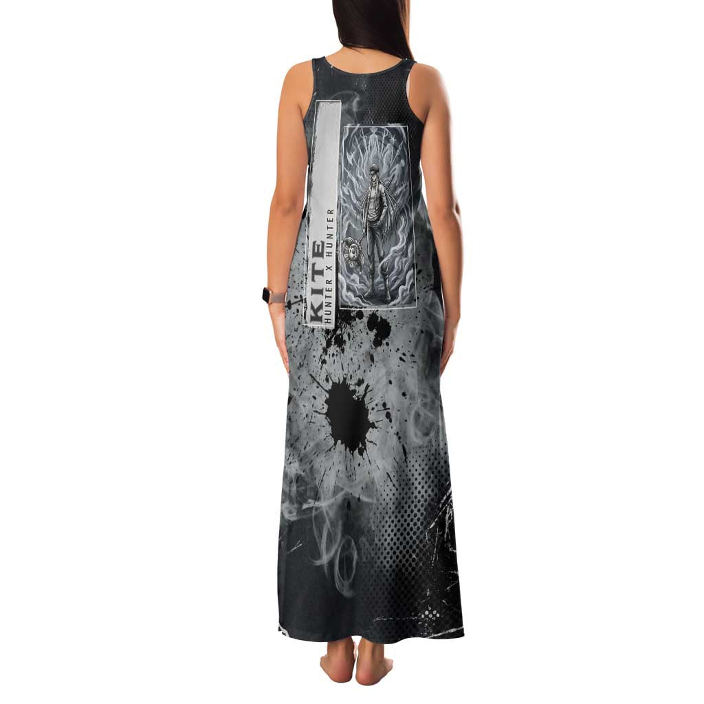 Chrollo Theme Gray Ink Splash Design Family Matching Tank Maxi Dress and Hawaiian Shirt with Cross Weapon and Monochrome Aura Artwork