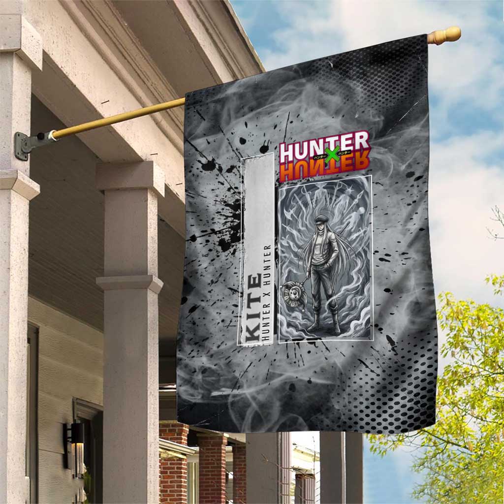 Chrollo Theme Gray Ink Splash Design Garden Flag with Cross Weapon and Monochrome Aura Artwork - The Mazicc