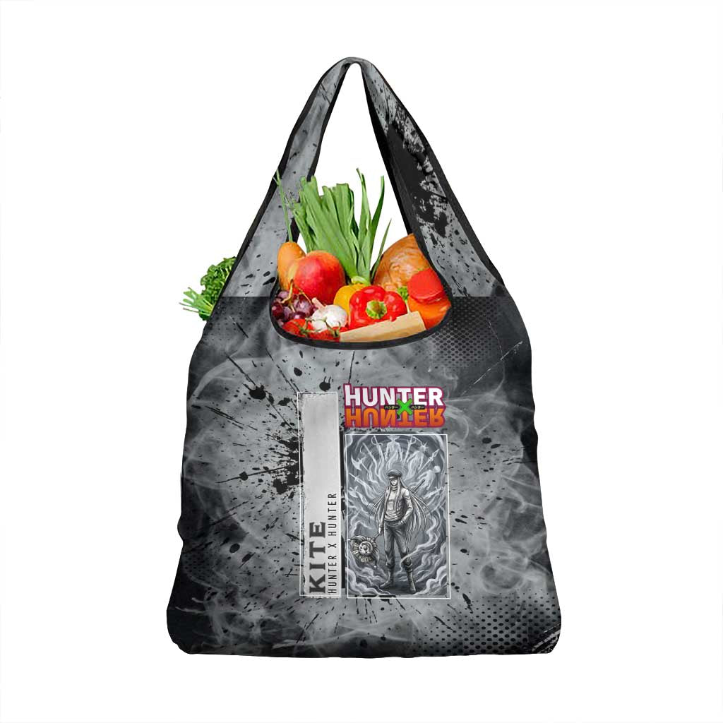 Chrollo Theme Gray Ink Splash Design Grocery Bag with Cross Weapon and Monochrome Aura Artwork - The Mazicc