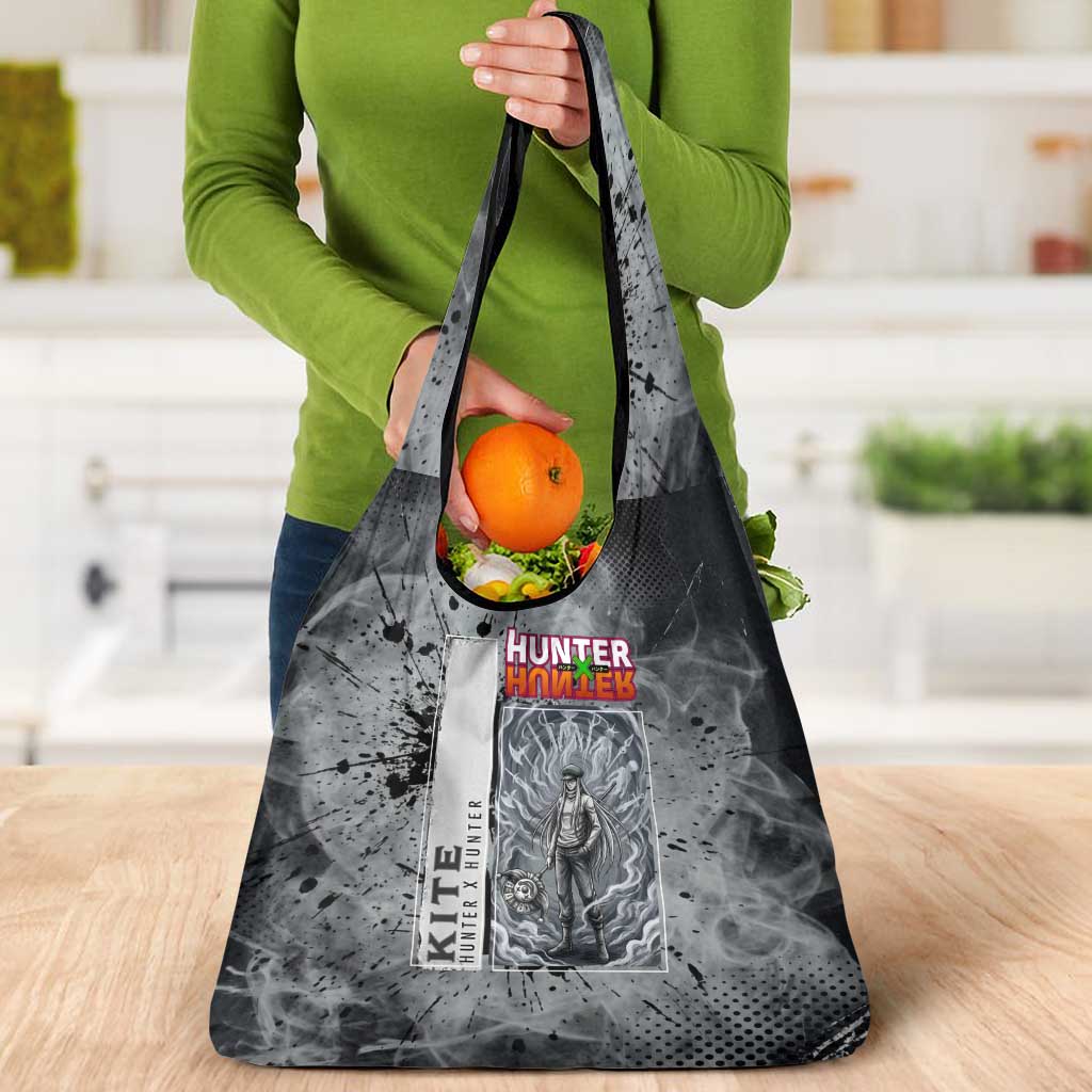 Chrollo Theme Gray Ink Splash Design Grocery Bag with Cross Weapon and Monochrome Aura Artwork - The Mazicc