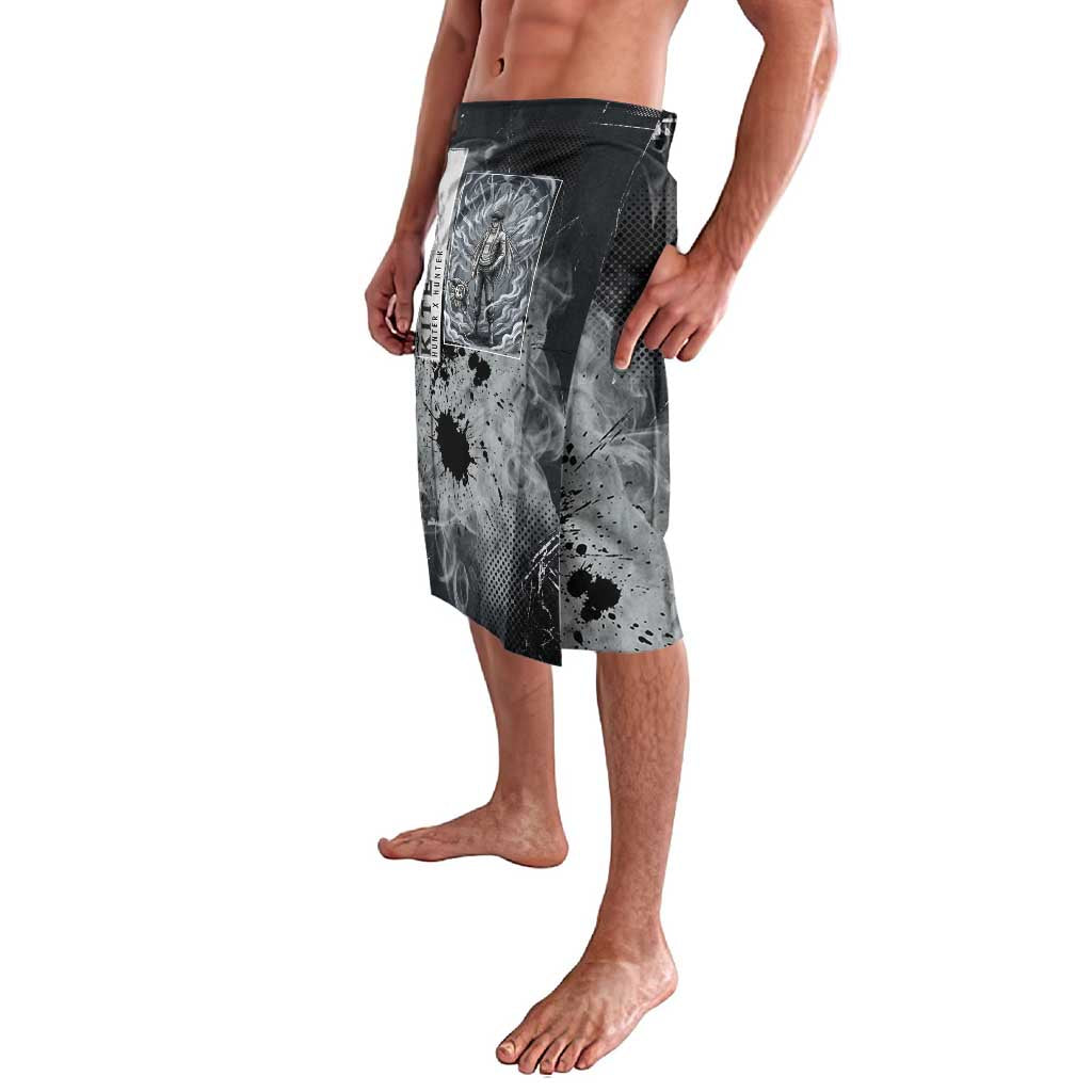 Chrollo Theme Gray Ink Splash Design Lavalava with Cross Weapon and Monochrome Aura Artwork - The Mazicc