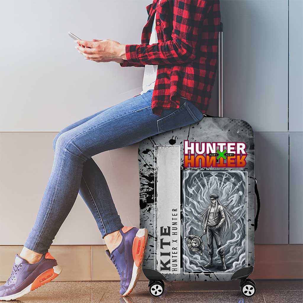 Chrollo Theme Gray Ink Splash Design Luggage Cover with Cross Weapon and Monochrome Aura Artwork - The Mazicc