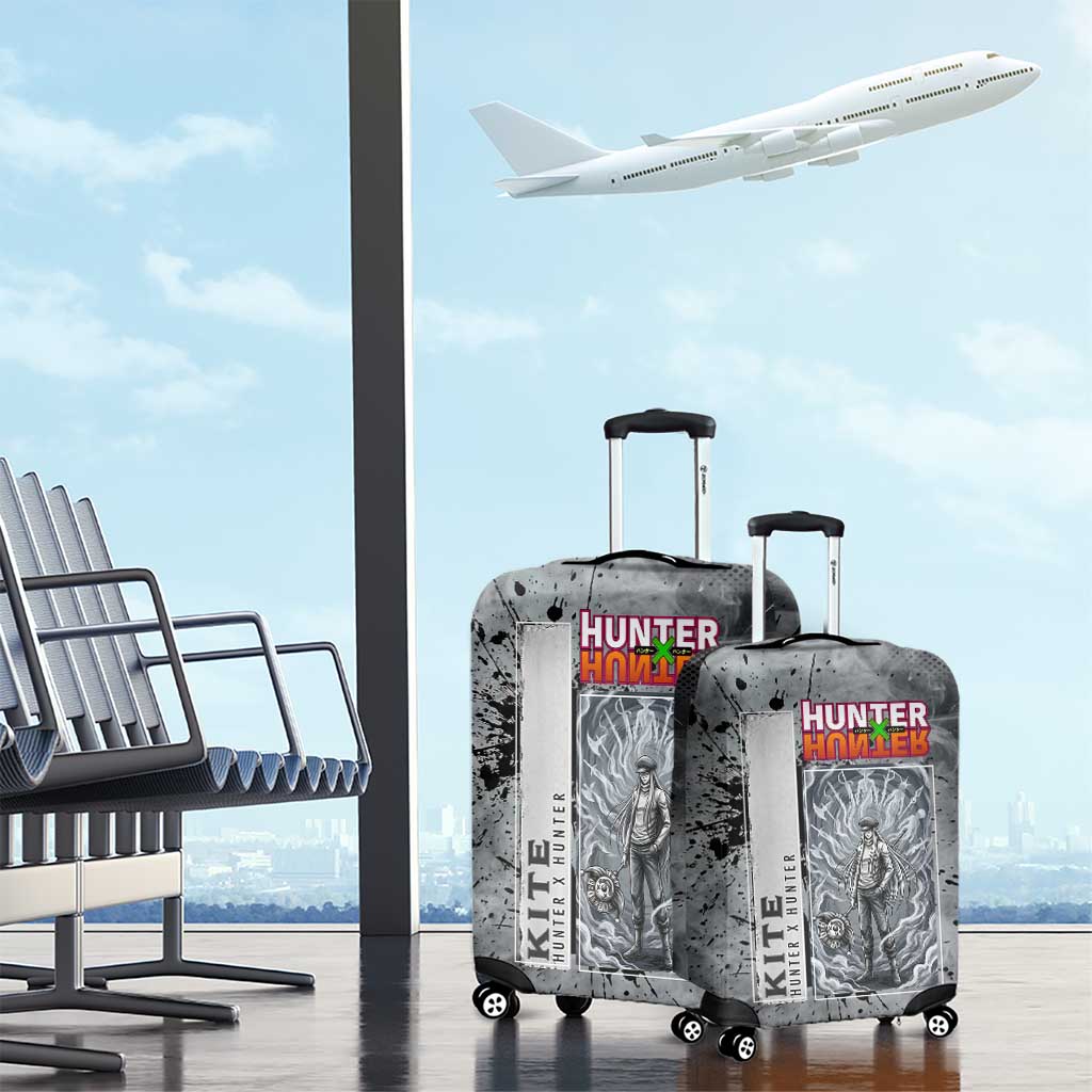 Chrollo Theme Gray Ink Splash Design Luggage Cover with Cross Weapon and Monochrome Aura Artwork - The Mazicc