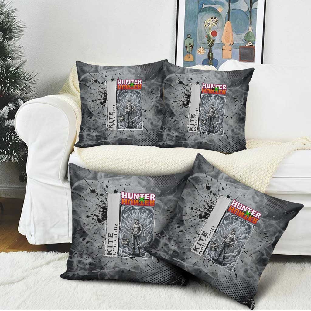 Chrollo Theme Gray Ink Splash Design Pillow Cover with Cross Weapon and Monochrome Aura Artwork - The Mazicc