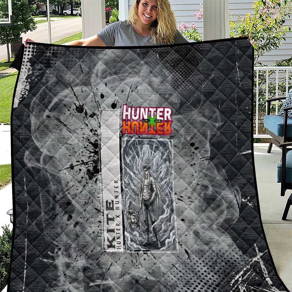 Chrollo Theme Gray Ink Splash Design Quilt with Cross Weapon and Monochrome Aura Artwork - The Mazicc