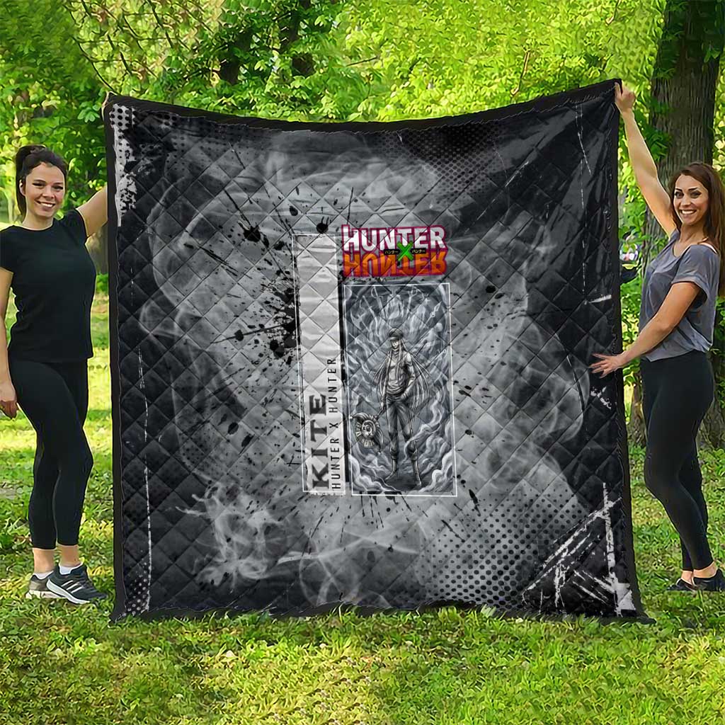 Chrollo Theme Gray Ink Splash Design Quilt with Cross Weapon and Monochrome Aura Artwork - The Mazicc