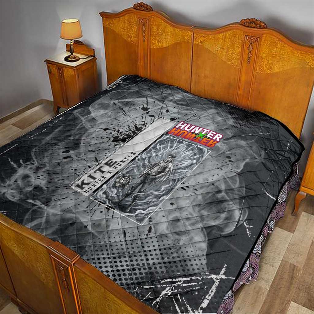 Chrollo Theme Gray Ink Splash Design Quilt with Cross Weapon and Monochrome Aura Artwork - The Mazicc
