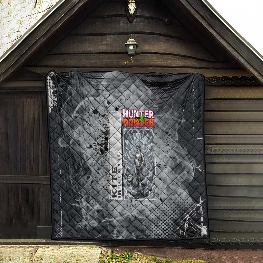 Chrollo Theme Gray Ink Splash Design Quilt with Cross Weapon and Monochrome Aura Artwork - The Mazicc