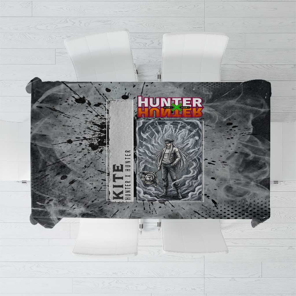 Chrollo Theme Gray Ink Splash Design Tablecloth with Cross Weapon and Monochrome Aura Artwork - The Mazicc
