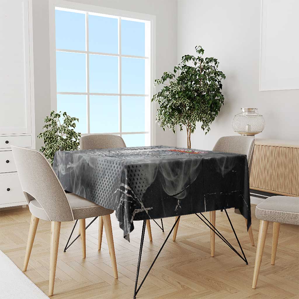 Chrollo Theme Gray Ink Splash Design Tablecloth with Cross Weapon and Monochrome Aura Artwork - The Mazicc