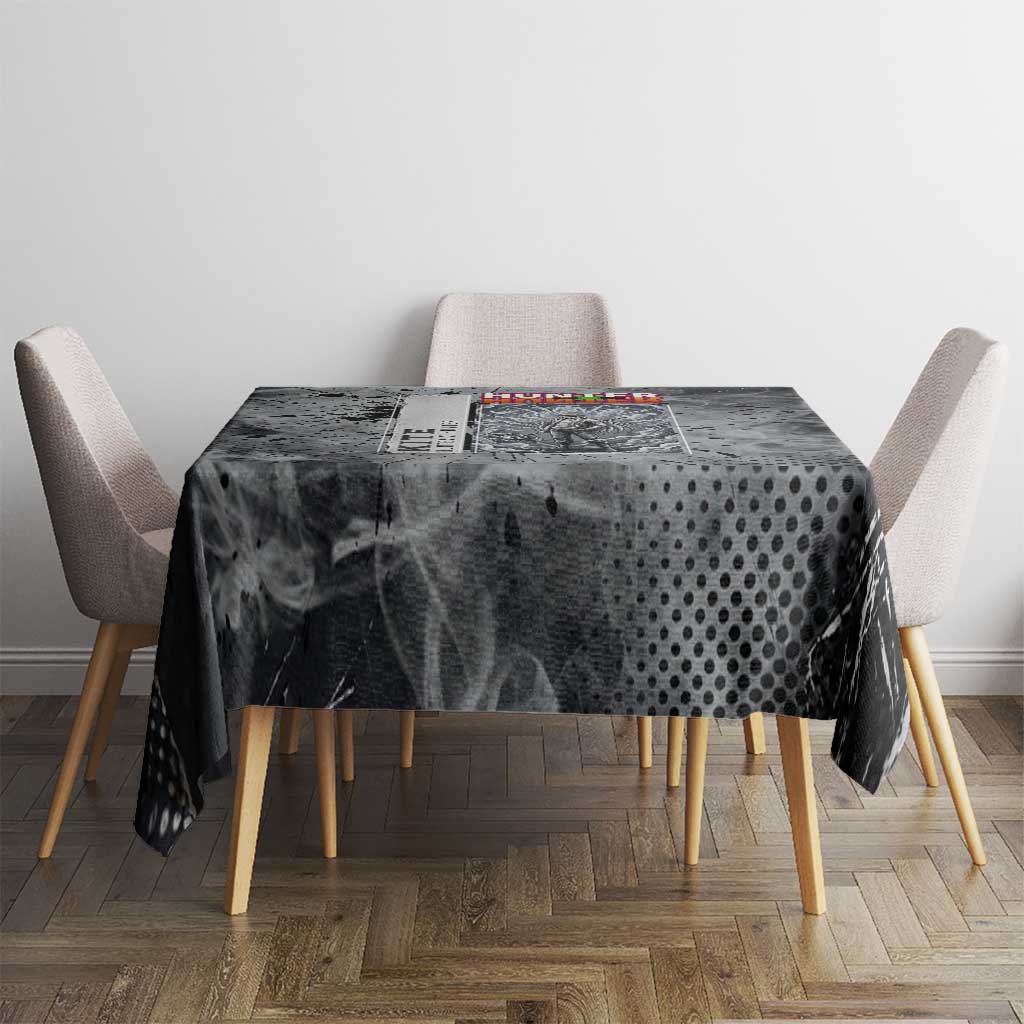 Chrollo Theme Gray Ink Splash Design Tablecloth with Cross Weapon and Monochrome Aura Artwork - The Mazicc