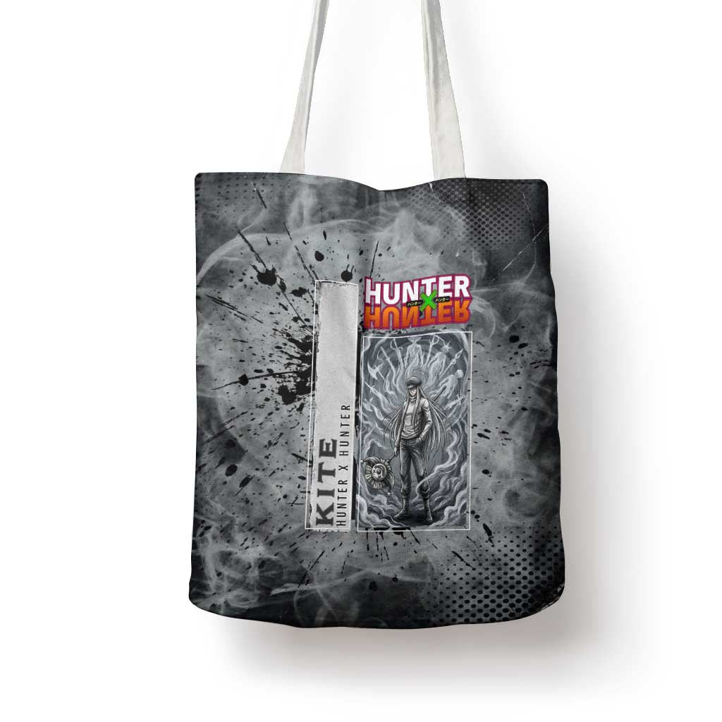 Chrollo Theme Gray Ink Splash Design Tote Bag with Cross Weapon and Monochrome Aura Artwork - The Mazicc