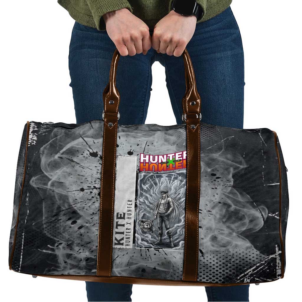 Chrollo Theme Gray Ink Splash Design Travel Bag with Cross Weapon and Monochrome Aura Artwork - The Mazicc