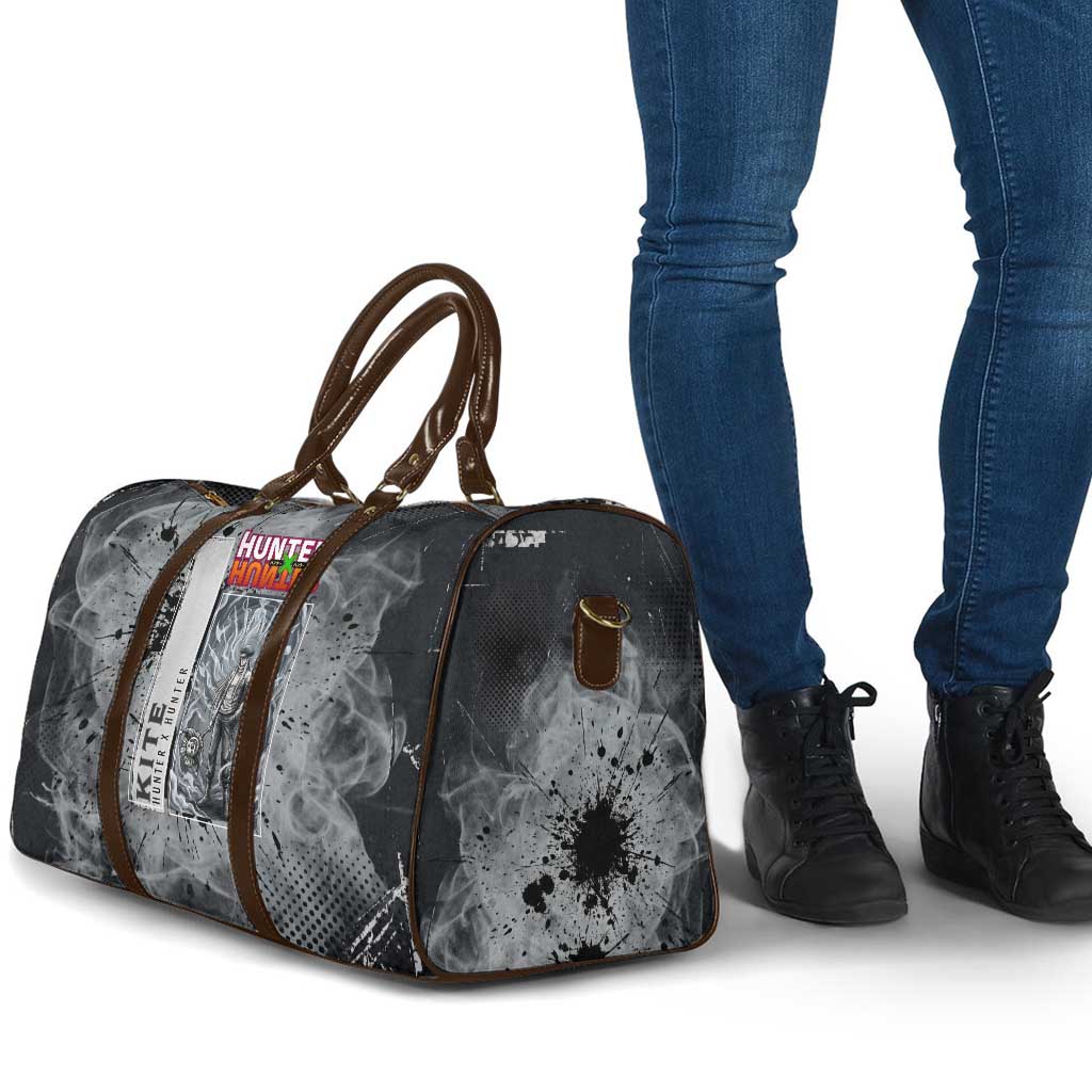 Chrollo Theme Gray Ink Splash Design Travel Bag with Cross Weapon and Monochrome Aura Artwork - The Mazicc
