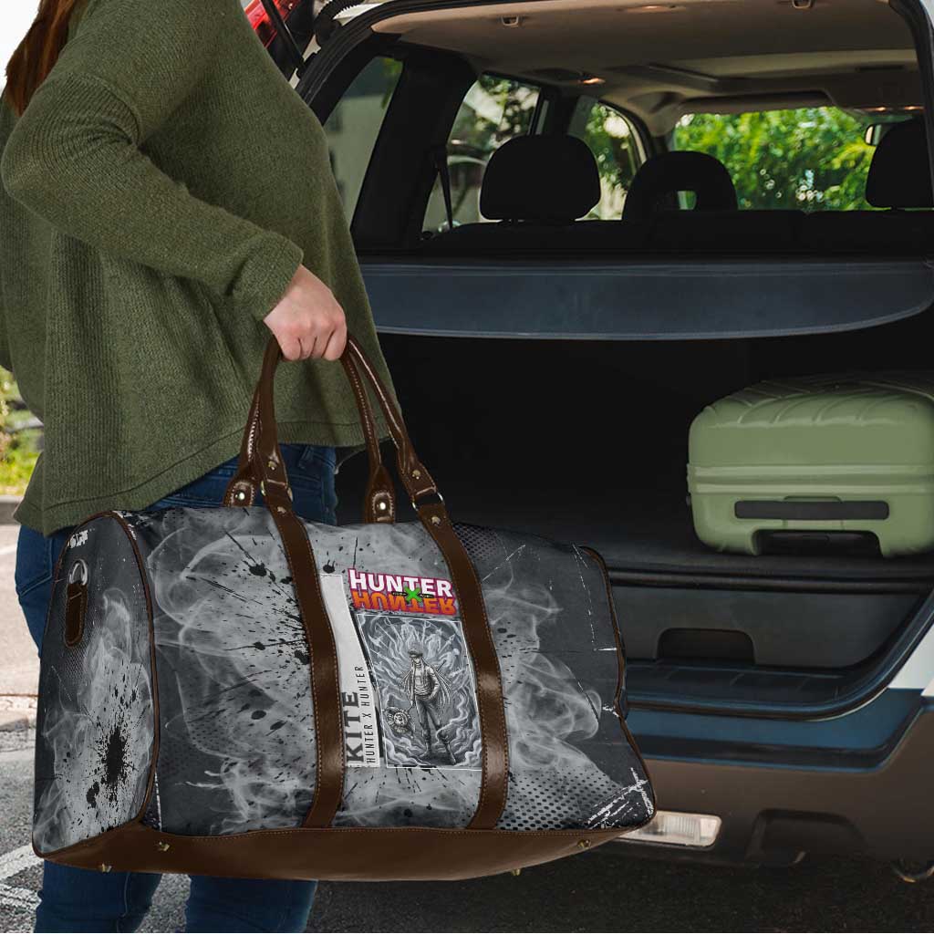 Chrollo Theme Gray Ink Splash Design Travel Bag with Cross Weapon and Monochrome Aura Artwork - The Mazicc