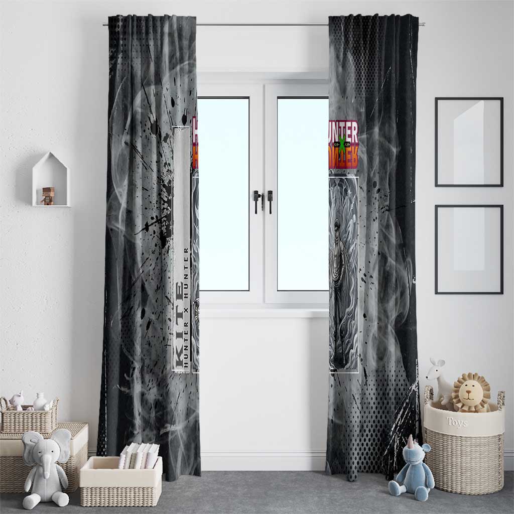 Chrollo Theme Gray Ink Splash Design Window Curtain with Cross Weapon and Monochrome Aura Artwork - The Mazicc
