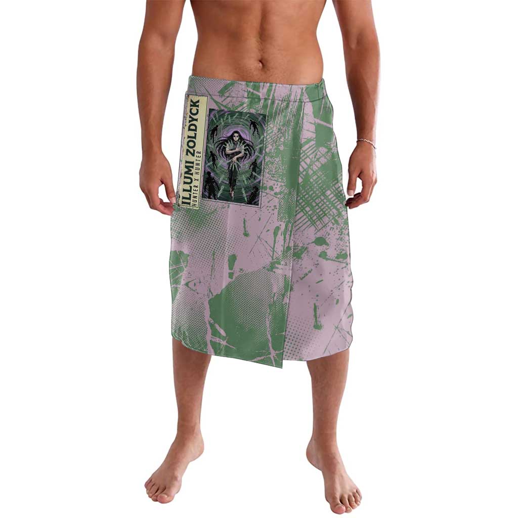 Alluka Zoldyck Theme Purple and Green Paint Splatter Design Lavalava with Nen Ability Artwork and Character Card Style - The Mazicc