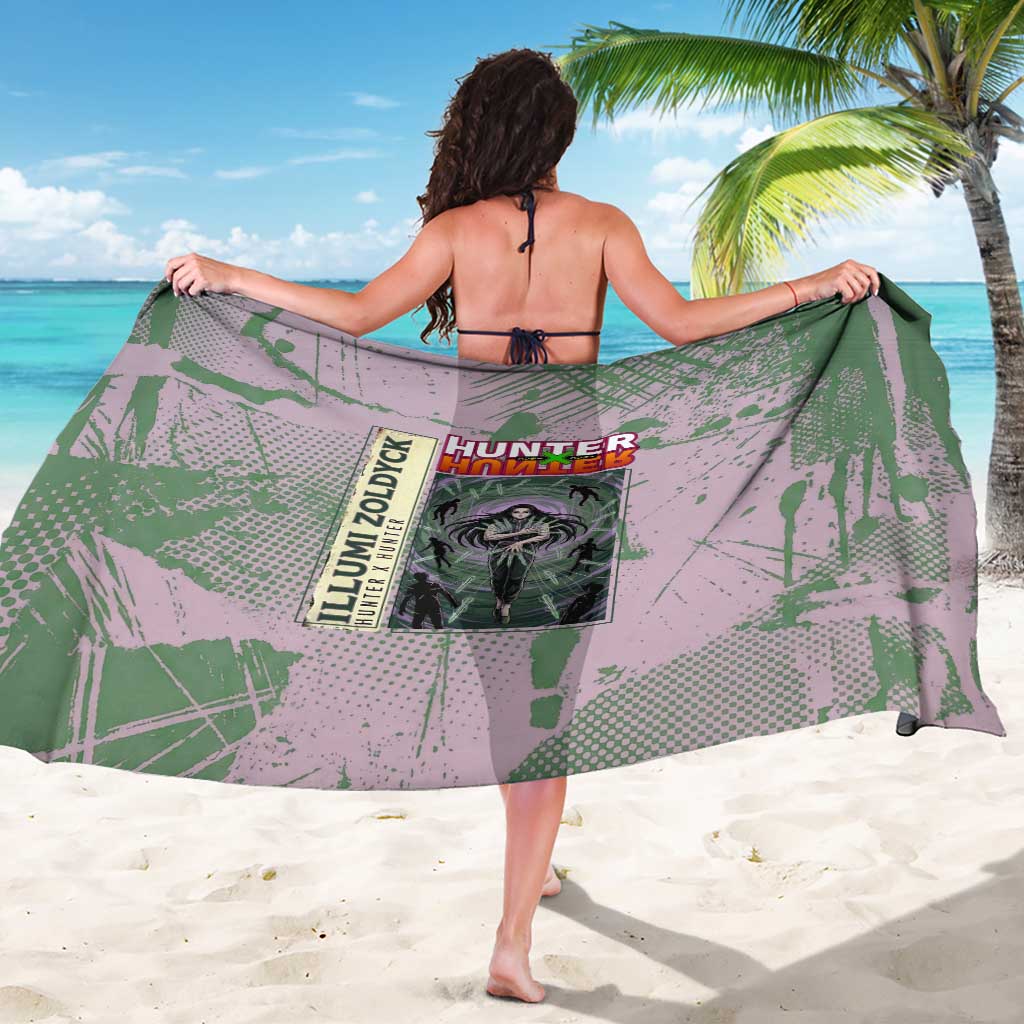 Alluka Zoldyck Theme Purple and Green Paint Splatter Design Sarong with Nen Ability Artwork and Character Card Style - The Mazicc