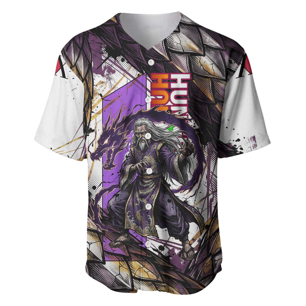 Zeno Zoldyck Theme White and Purple Dragon Aura Design Baseball Jersey with Dark Energy Card Artwork - The Mazicc