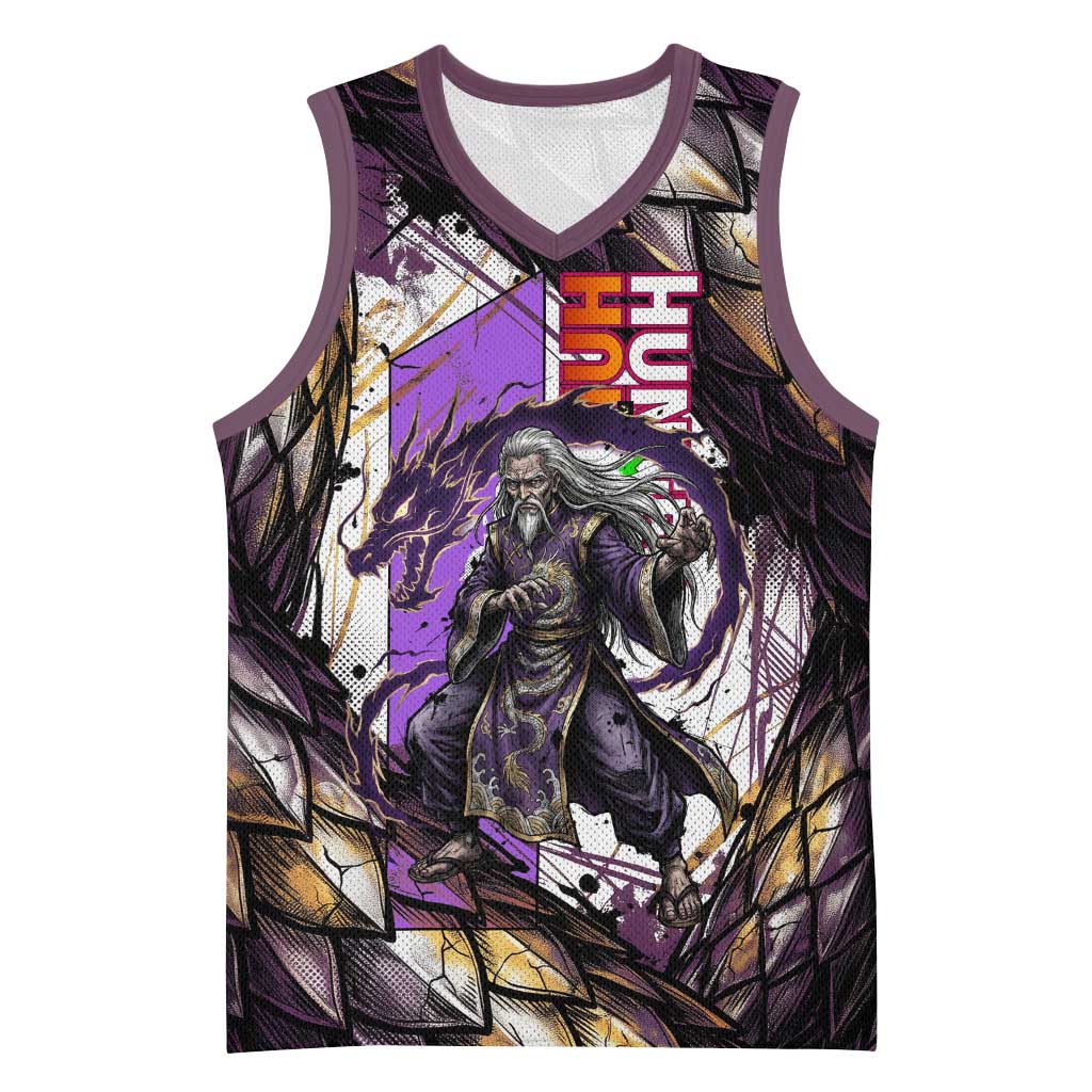 Zeno Zoldyck Theme White and Purple Dragon Aura Design Basketball Jersey with Dark Energy Card Artwork - The Mazicc