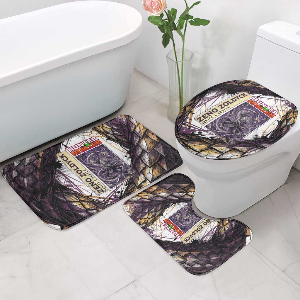 Zeno Zoldyck Theme White and Purple Dragon Aura Design Bathroom Set with Dark Energy Card Artwork - The Mazicc
