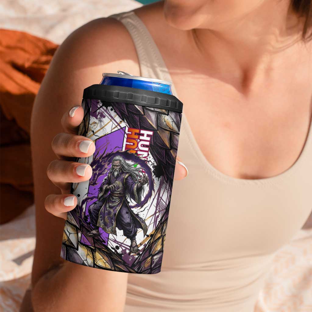 Zeno Zoldyck Theme White and Purple Dragon Aura Design 4 in 1 Can Cooler Tumbler with Dark Energy Card Artwork - The Mazicc