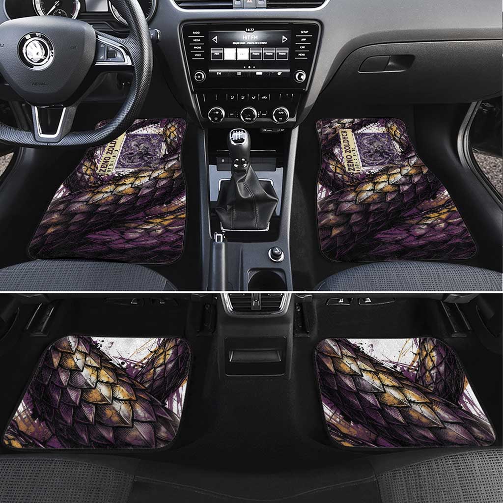 Zeno Zoldyck Theme White and Purple Dragon Aura Design Car Mats with Dark Energy Card Artwork - The Mazicc