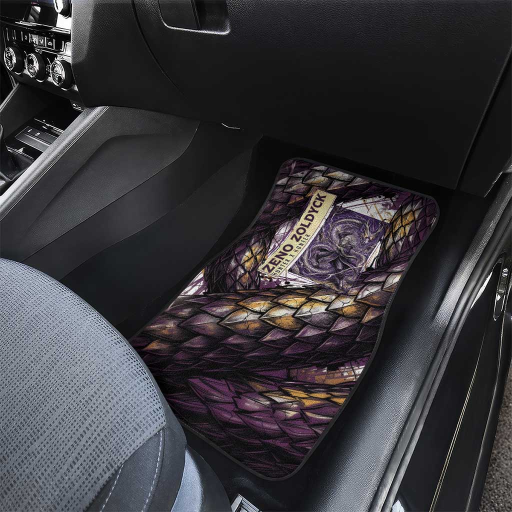 Zeno Zoldyck Theme White and Purple Dragon Aura Design Car Mats with Dark Energy Card Artwork - The Mazicc