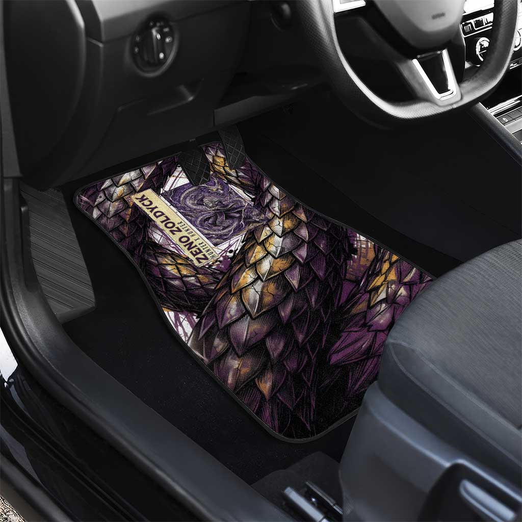 Zeno Zoldyck Theme White and Purple Dragon Aura Design Car Mats with Dark Energy Card Artwork - The Mazicc