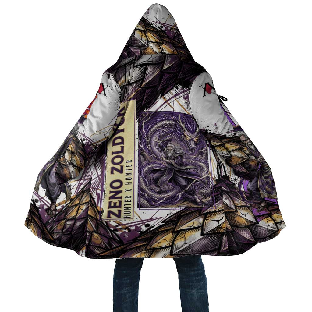 Zeno Zoldyck Theme White and Purple Dragon Aura Design Cloak with Dark Energy Card Artwork - The Mazicc