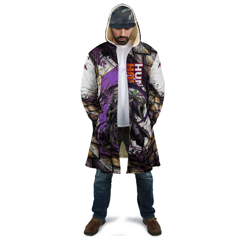 Zeno Zoldyck Theme White and Purple Dragon Aura Design Cloak with Dark Energy Card Artwork - The Mazicc