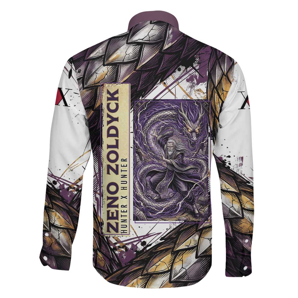 Zeno Zoldyck Theme White and Purple Dragon Aura Design Family Matching Mermaid Dress and Hawaiian Shirt with Dark Energy Card Artwork