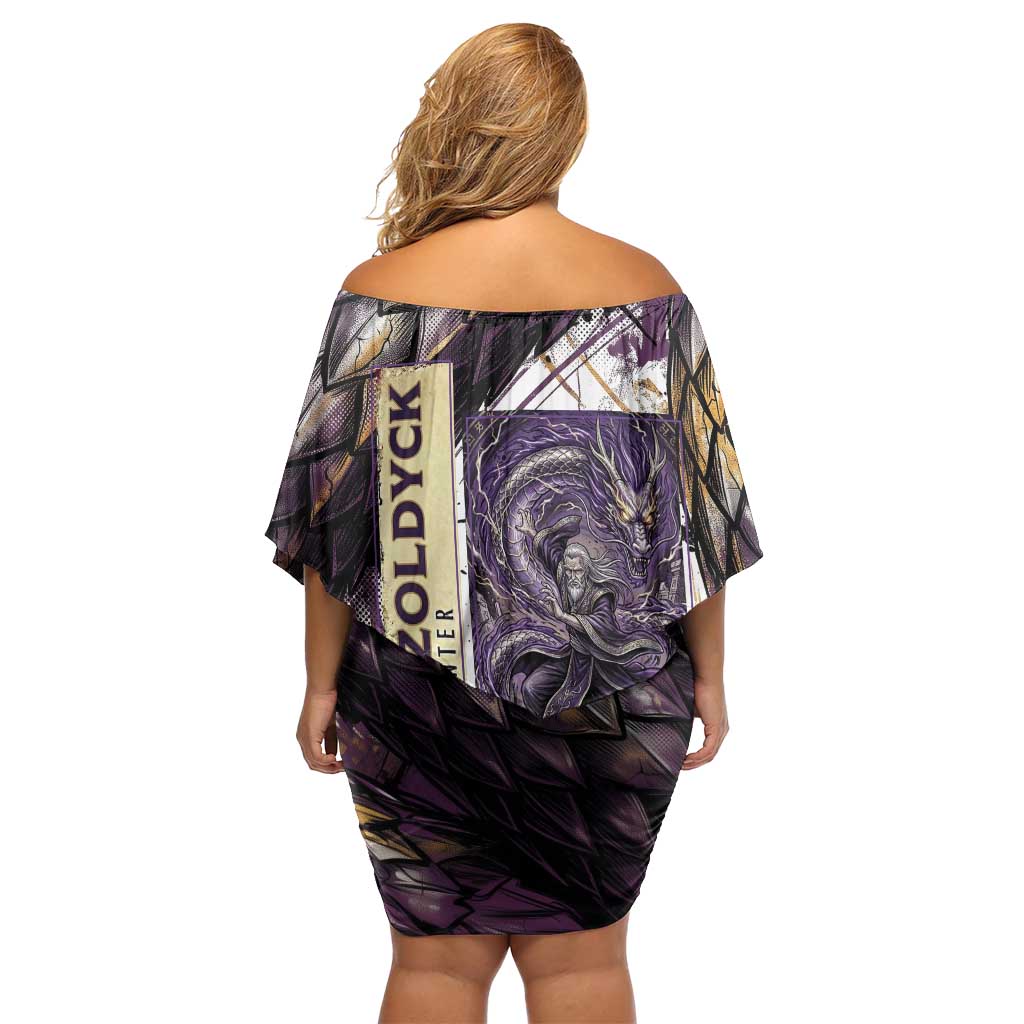 Zeno Zoldyck Theme White and Purple Dragon Aura Design Family Matching Off Shoulder Short Dress and Hawaiian Shirt with Dark Energy Card Artwork